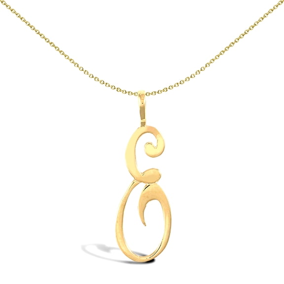 Solid 9ct Gold Jewelco London Script Identity Initial Pendant Letter E
