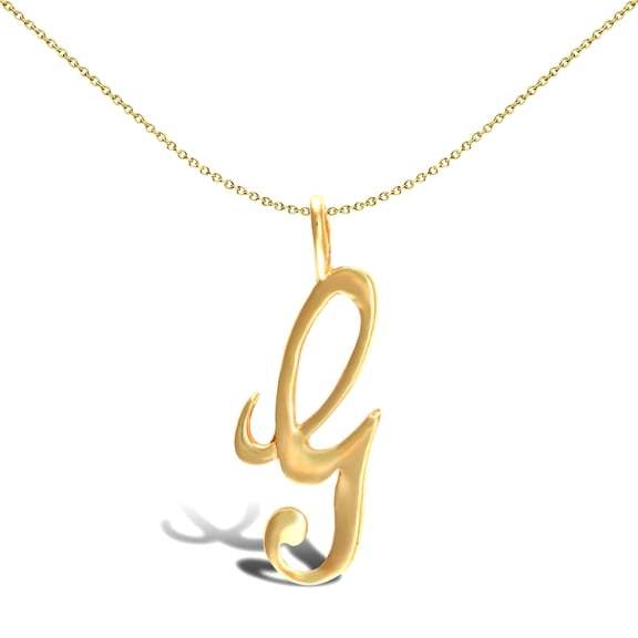 Solid 9ct Gold Jewelco London Script Identity Initial Pendant Letter G