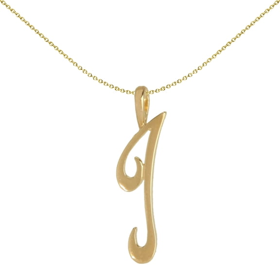 Solid 9ct Gold Jewelco London Script Identity Initial Pendant Letter I