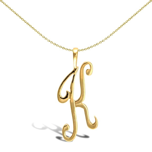 Solid 9ct Gold Jewelco London Script Identity Initial Pendant Letter K