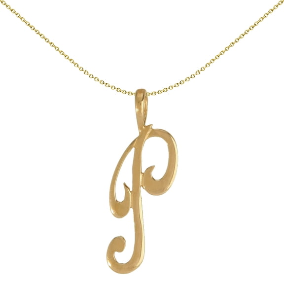 Solid 9ct Gold Jewelco London Script Identity Initial Pendant Letter P