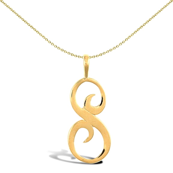 Solid 9ct Gold Jewelco London Script Identity Initial Pendant Letter S