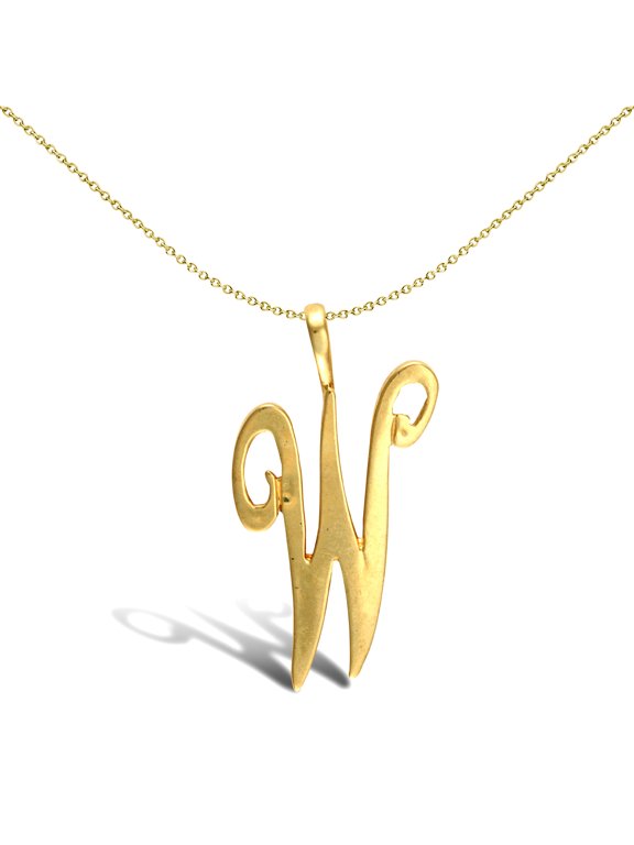 Solid 9ct Gold Jewelco London Script Identity Initial Pendant Letter W