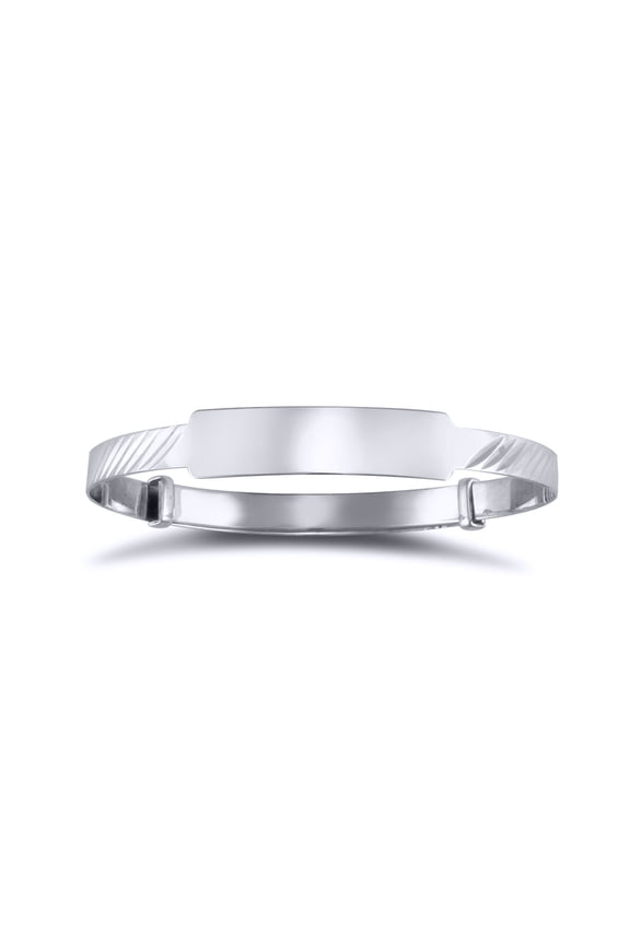 Solid 9ct White Gold Jewelco London Ribbed ID 3mm Expanding Baby Bangle Bracelet