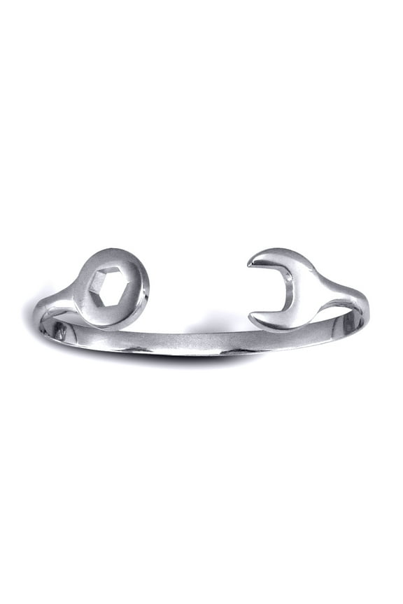 Solid 9ct White Gold Jewelco London Spanner Baby Bangle Bracelet