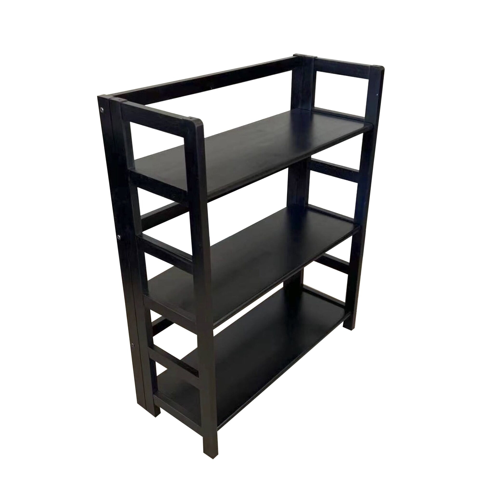 Solid Acacia 3 Shelf Folding Bookcase in Mahogany Black