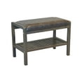 thumbnail image 1 of Solid Acacia Padded Bench with Shelf in Gray, 1 of 6