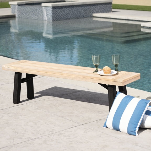 Solid Acacia, Weather-Resistant / Slat Bench for Outdoor Parties