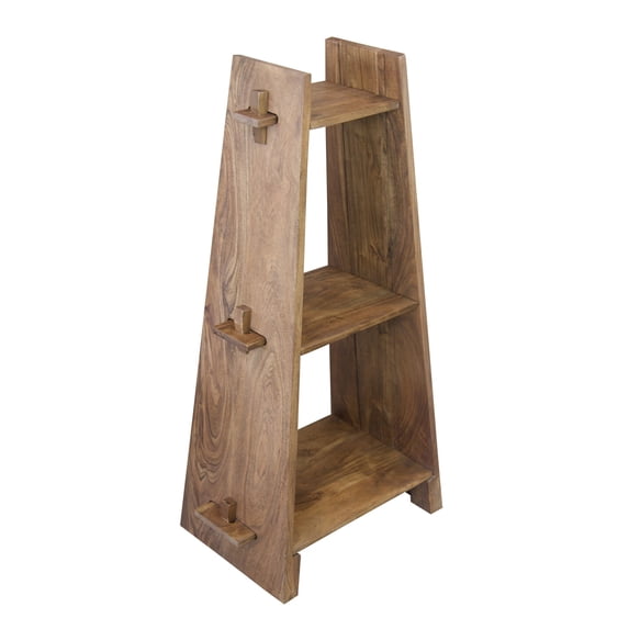 Solid Acacia Wood 3 Tier A-Frame Bookcase