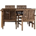 thumbnail image 1 of Solid Acacia Wood 5-Piece Chevron Dining Set in Dark Brown, 1 of 6