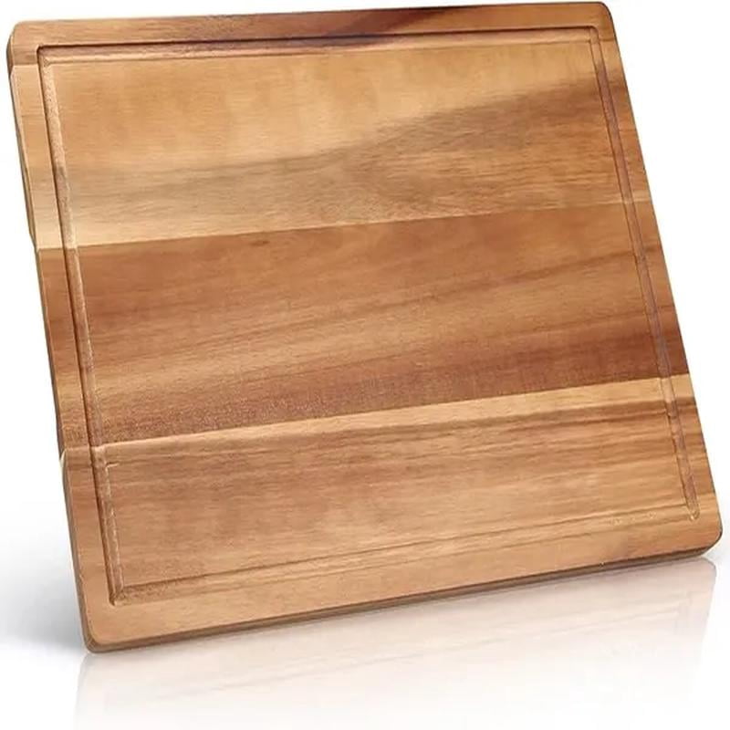 Solid Acacia Wood Cutting Boards for Kitchen Decor Wooden Charcuterie Board Meat Cheese Boards Butcher Block Pizza Bread Serving Board Hardwood Chopping Board Non Toxic Teak