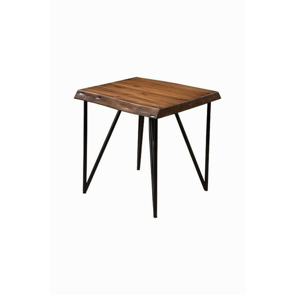 Alpine Furniture Live Edge Wood End-Lamp Table in Light Walnut (Brown)