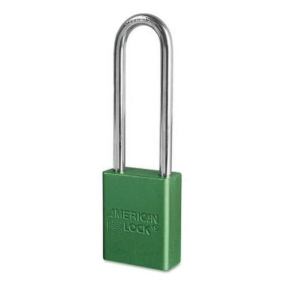 Solid Aluminum Padlocks, 1/4 In Dia, 3 In L X 3/4 In W, Green | Bundle of 2 Each