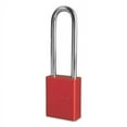 thumbnail image 1 of Solid Aluminum Padlocks, 1/4 In Dia, 3 In L X 3/4 In W, Red | Bundle of 2 Each, 1 of 1