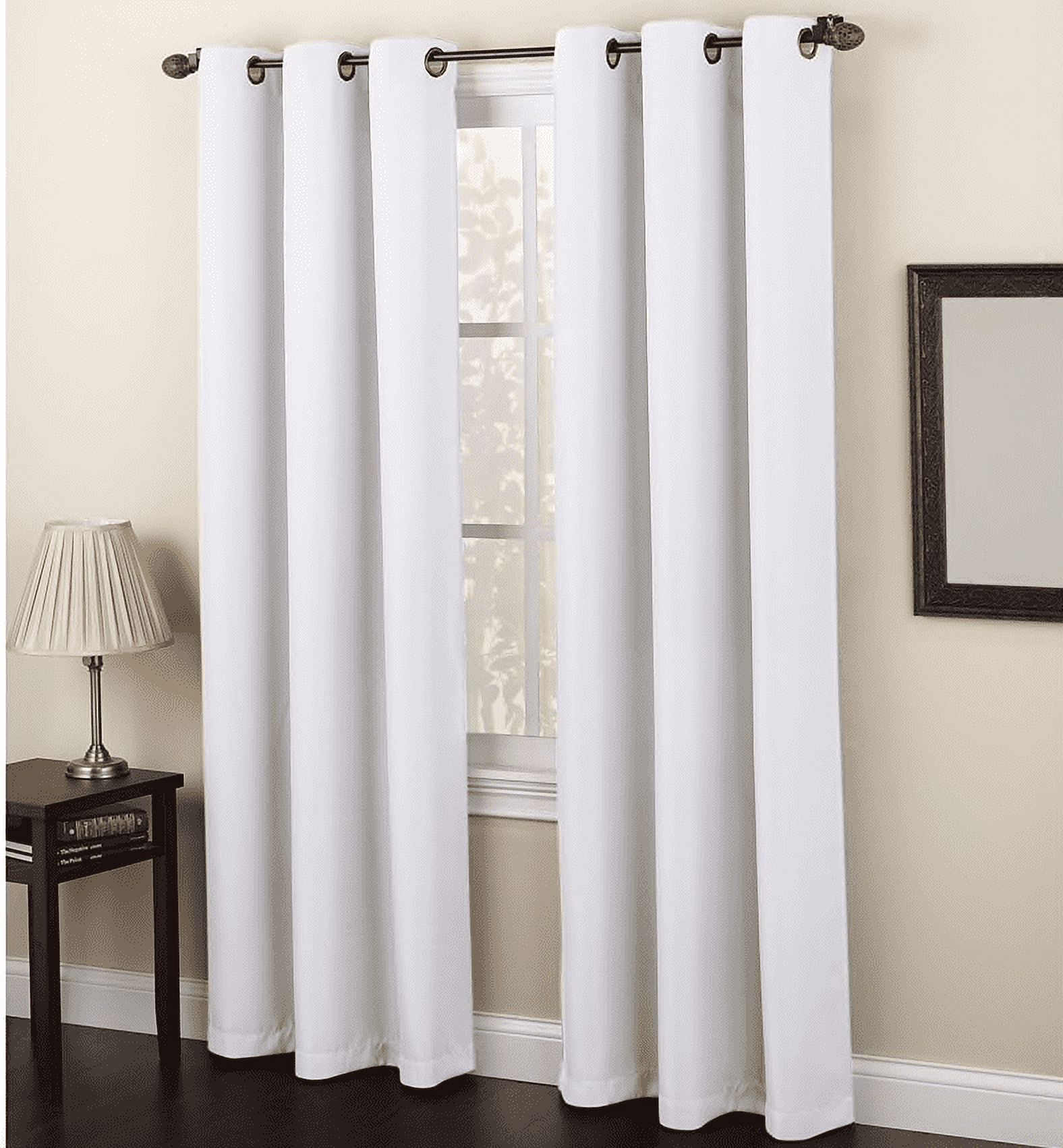Solid Amy Thermal Blackout Window Curtain With Shiny Back To Reflect  Sunlight! (108" Extra Long, Pure White) - Walmart.com
