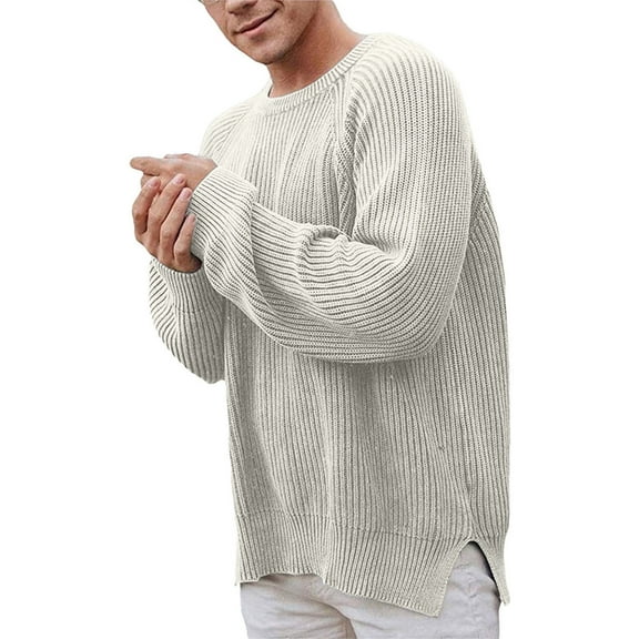 Solid And Winter Autumn Sleeve O Neck Cardigan Pullover Blouse Men's Long Sweater Men's Sweaters Pullovers