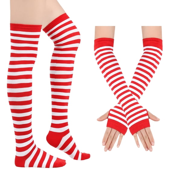 Solid Arm Leg Warmers Set Fingerless Gloves,One Size