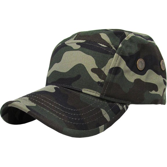 Solid Army Cap Five Panel Hat Adjustable Strap Back