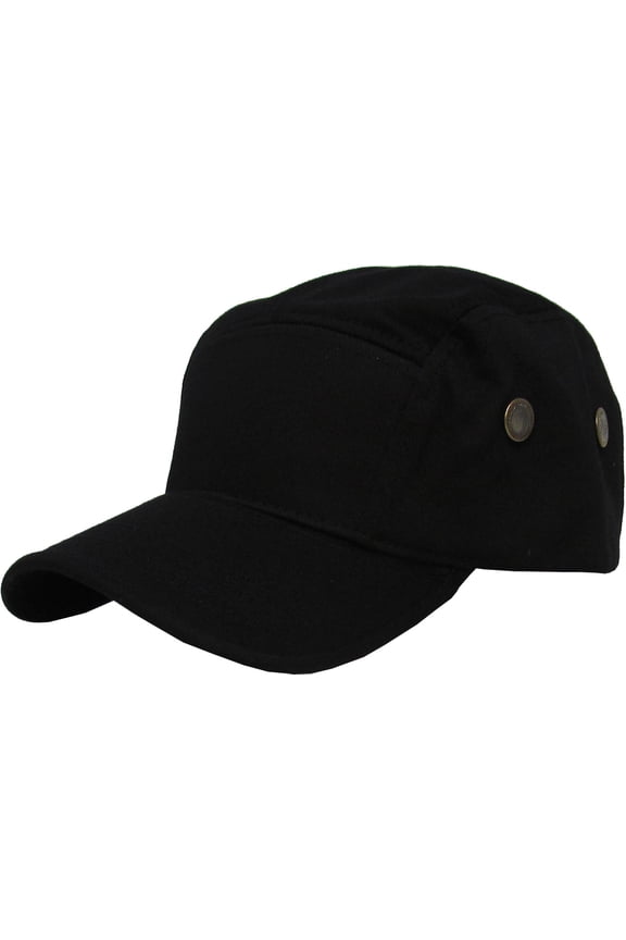 Solid Army Cap Five Panel Hat Adjustable Strap Back