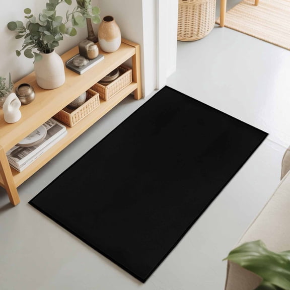 Solid Art Minimalist Pure Black Rectangle Rug 2'x3' Plain Single Dark Color Washable Area Rugs for Living Room Bedroom Entryway Non Slip Entrance Door Mat Indoor Floor Carpet