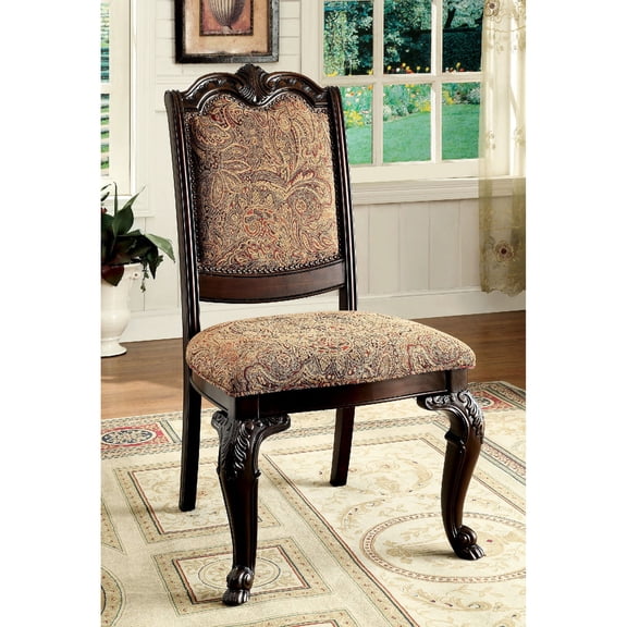 Solid Back Dining Chairs with Damask Print / Fit for Elegant Dining Rooms