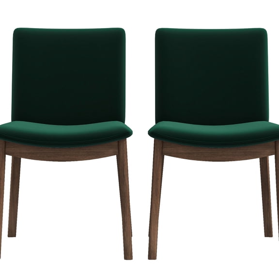 Solid Back & High - Density Foam / Green Velvet Dining Chairs in Pair