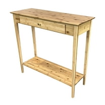 Solid Bamboo 2-Tier Console Table with Drawer Natural