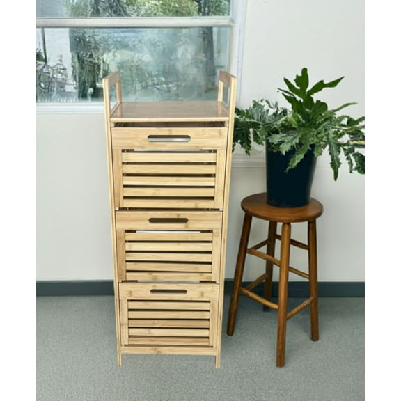 Solid Bamboo 3-Drawer Pantry Storage Freestanding Unit