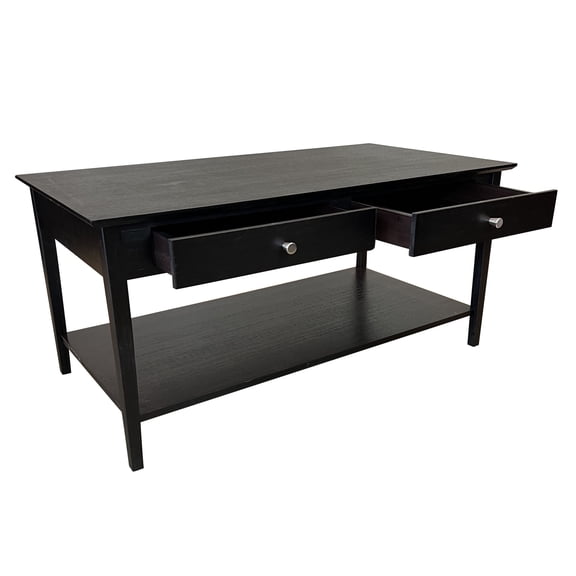 Solid Bamboo Coffee Table with Drawers Charcoal Gray