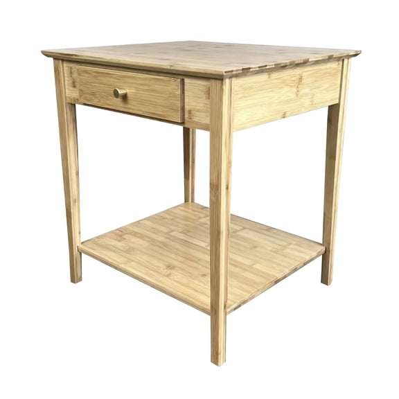 Solid Bamboo End Table with Drawer, Natural