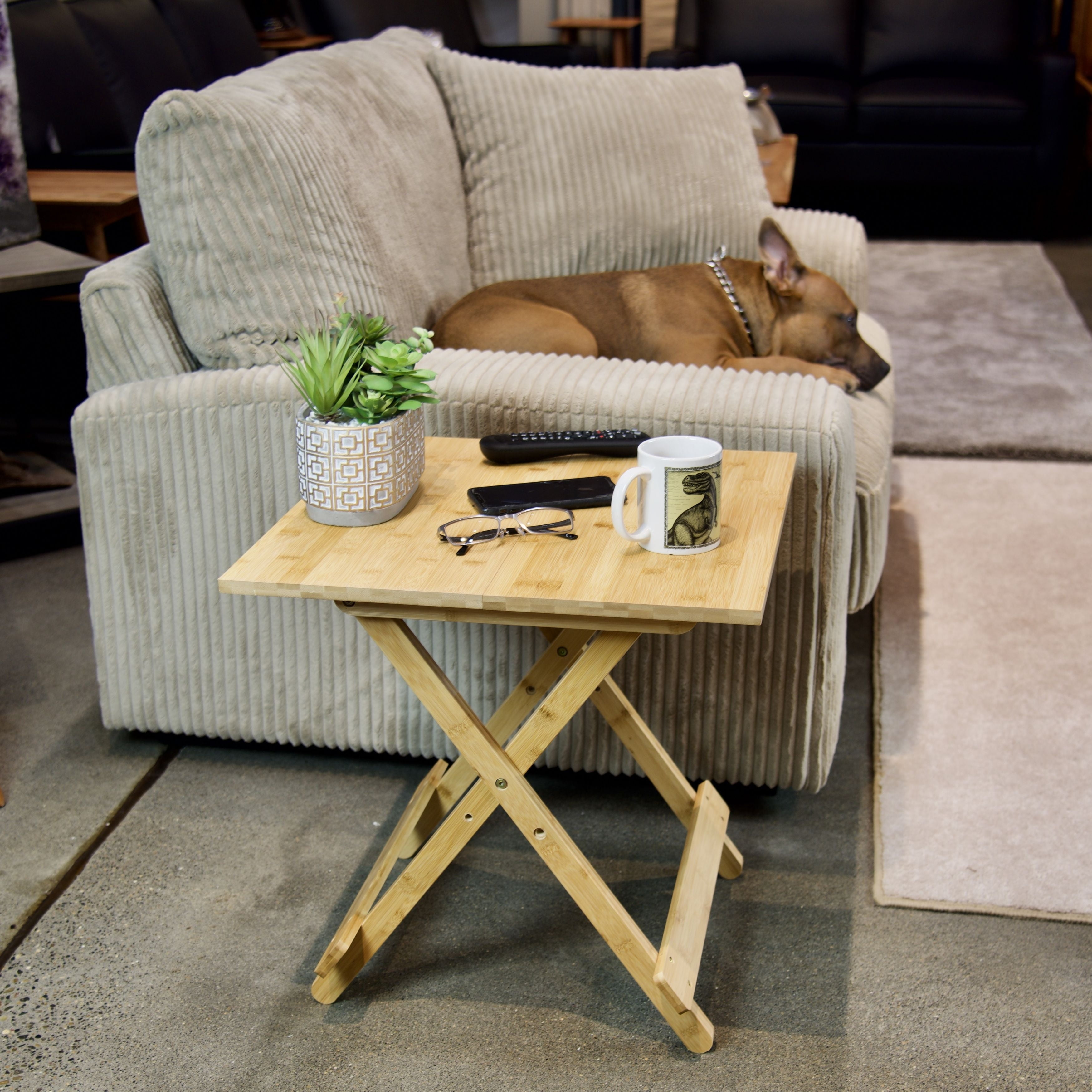 Natural Bamboo 20'' Portable Folding Side Table