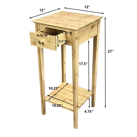 Solid Bamboo Plant Stand Telephone Table Natural