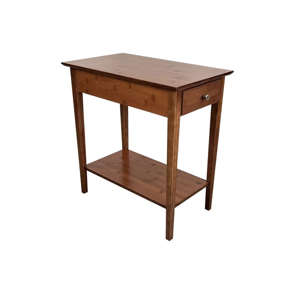 Solid Bamboo Recliner Table with Drawer Mahogany