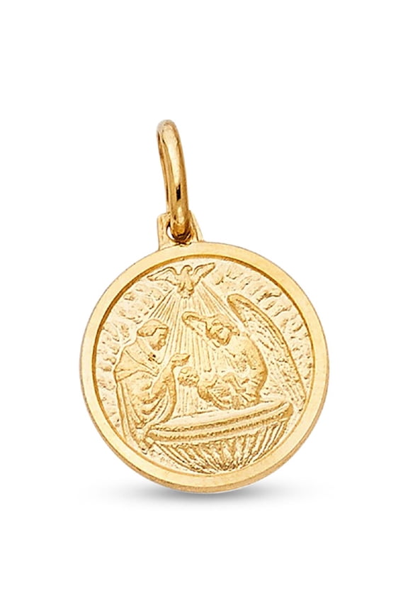 Solid Baptism Pendant 14k Yellow Gold Religious Charm Christian Style Solid Design 16 x 15 mm