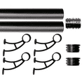 thumbnail image 1 of Solid Bar Wall Mount Foot Rail Kit, Matt Black Stainless Steel Tubing w/Internal Connector, Foot Rail Brackets, Flat End Cap, 11 ft = 66 in x 2, 1 of 3