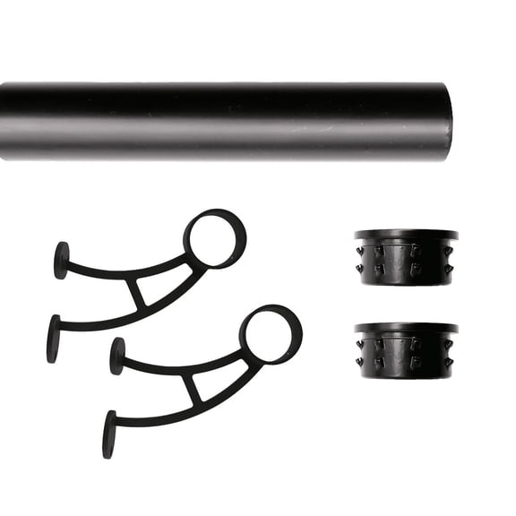Solid Bar Wall Mount Foot Rail Kit, Matt Black Stainless Steel Tubing w/Internal Connector, Foot Rail Brackets, Flat End Cap, 4 ft = 48 in x 1