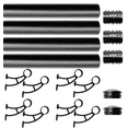 thumbnail image 1 of Solid Bar Wall Mount Foot Rail Kit, Matt Black Stainless Steel Tubing w/Internal Connector, Foot Rail Brackets, Tapered End Cap, 24 ft = 72 in x 4, 1 of 3