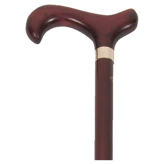 Solid Beach Wood Cane, Derby Handle, Walking Aid with Slip Resistant Rubber Grips, Cherrywood