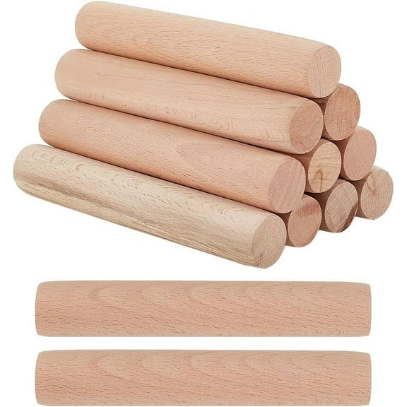 Solid Beech Wood Craft Sticks Rolling Pin Column Wheat 16.1x2.7cm