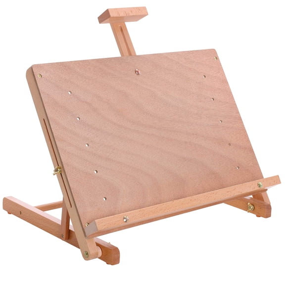 Solid Beechwood Tabletop Easel, Holds Up To 23.5" Canvas, Adjustable Desktop Drawing Station
