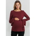 thumbnail image 1 of Solid Bell Sleeve Maternity Top with Keyhole Back and Faux Waist Tie, 1 of 2