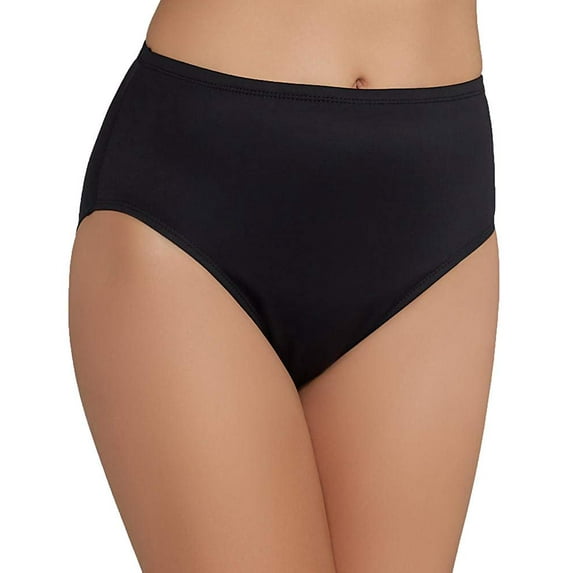 High-Waist Tummy-Control Bikini Bottoms Color: Black Size: 10