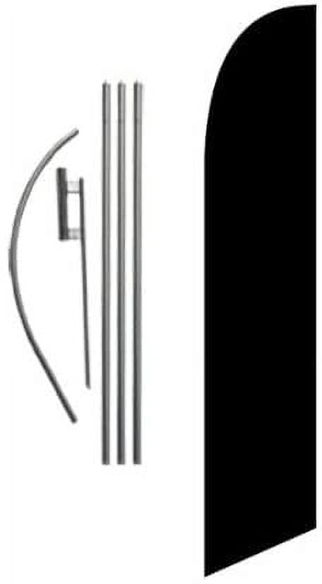 Solid Black Advertising Feather Banner Swooper Flag Sign with 15 Foot Flag Pole Kit and Ground Stake