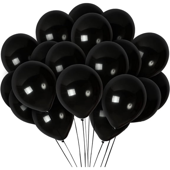 Solid Black Balloons - 12 Inch Latex Balloons - 72 Pack
