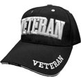 thumbnail image 1 of Veteran Embroidered Baseball Cap, 100% Acrylic, Black, 3D White Embroidery, 1 of 1