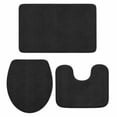 thumbnail image 1 of Solid Black Bath Mat 3 Piece Bathroom Rug Set, Retro Minimalism Abstract Denim Texture Non Slip Bath Rug Contour Mat and Toilet Lid Cover, Absorbent Shower Mats Soft Bath Rugs and Mats Sets, 1 of 8