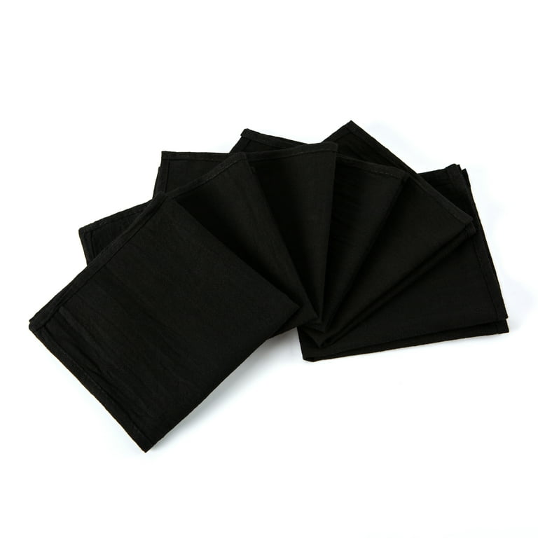 Solid Black Cloth Napkins, Set Of 6, Black Cotton Napkins