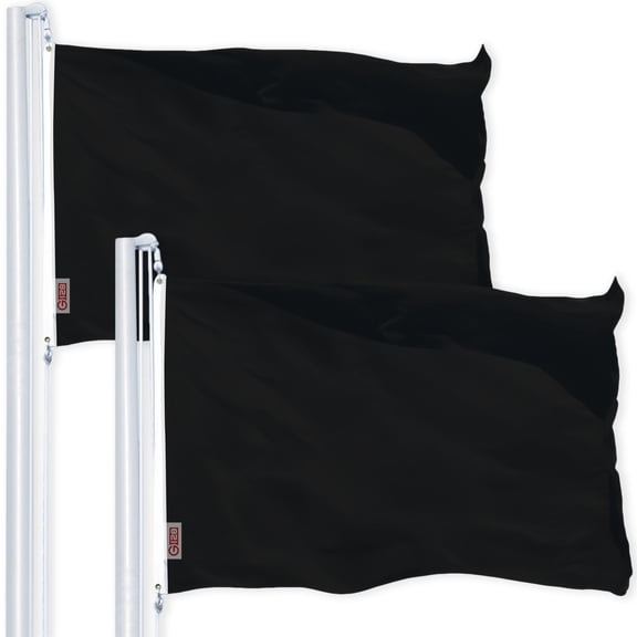 Solid Black Color Flag 3x5FT 2-Pack Printed 150D Polyester By G128