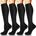 thumbnail image 1 of Solid Black Compression Socks for Women & Men (4 Pairs) – Compression Socks for Women for Nurses, Running, Hiking & Recovery Support, 1 of 7