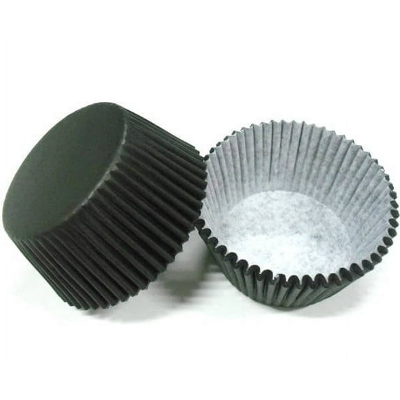 Solid Black Cupcake Liners (25pcs, Standard Size) Grease Resistant Cake Liners for Baking, Caking and Crafting by Bakell